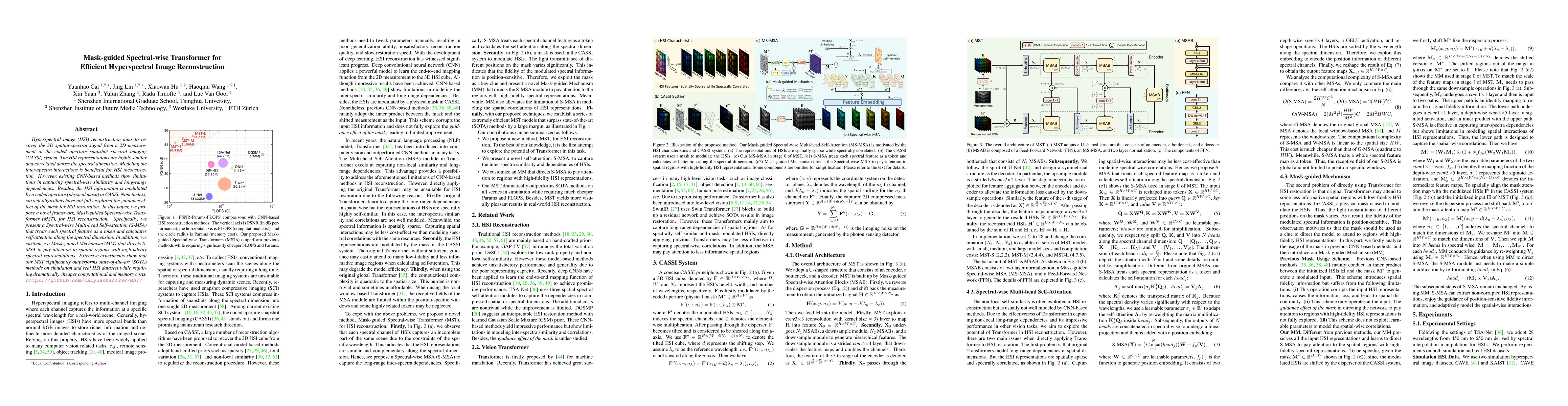 Thumbnail for Mask-guided Spectral-wise Transformer for Efficient Hyperspectral Image
  Reconstruction