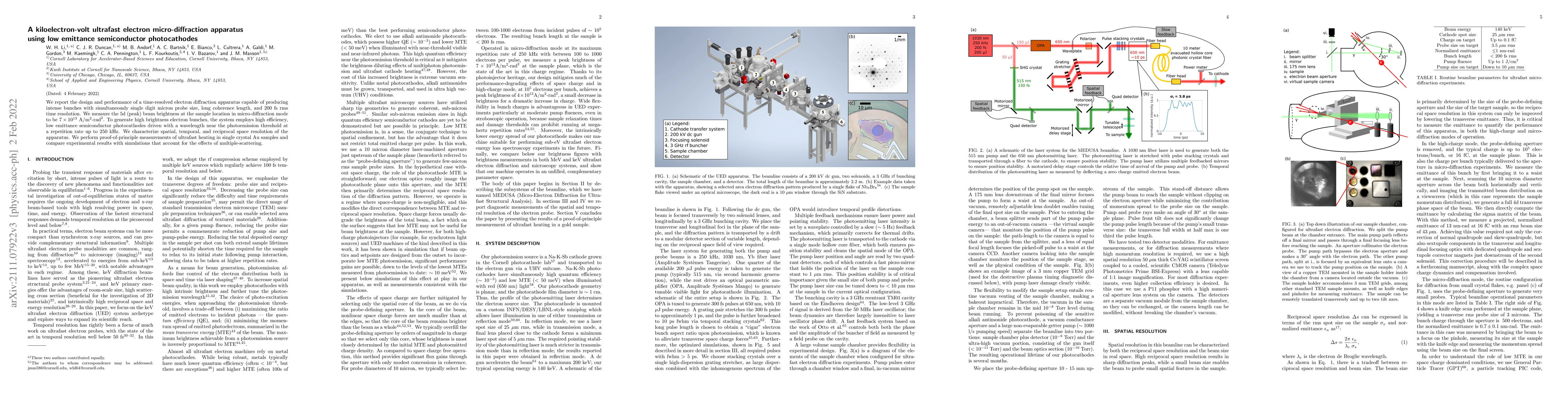 Thumbnail for A kiloelectron-volt ultrafast electron micro-diffraction apparatus using
  low emittance semiconductor photocathodes