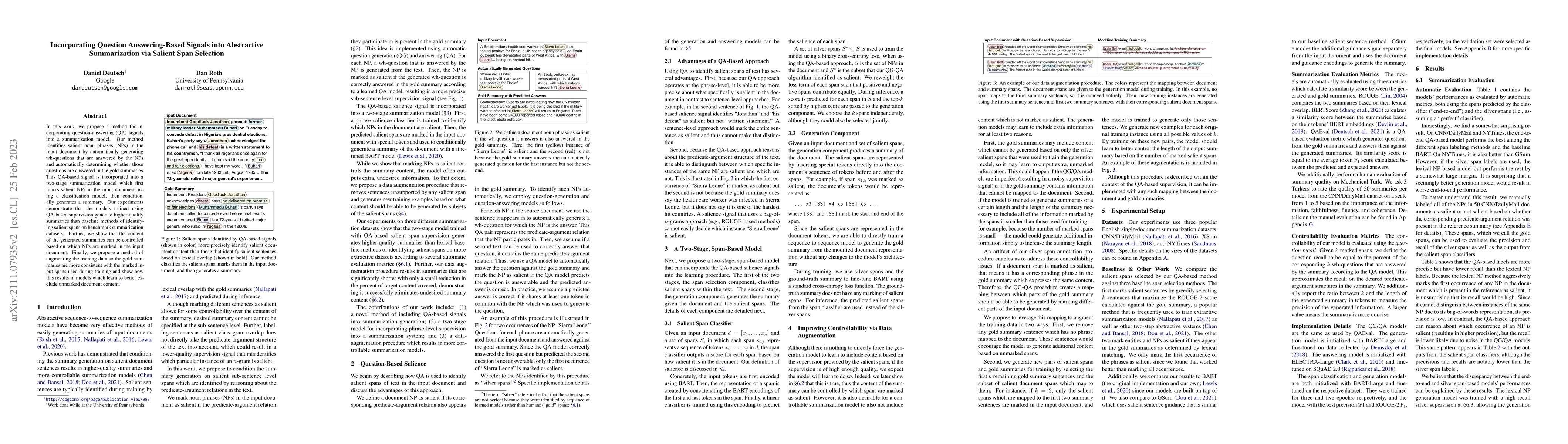 Thumbnail for Incorporating Question Answering-Based Signals into Abstractive
  Summarization via Salient Span Selection