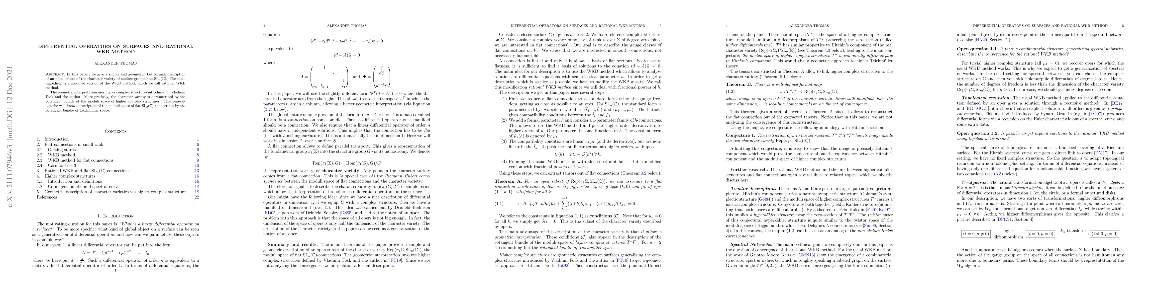 Thumbnail for Differential Operators on Surfaces and Rational WKB Method