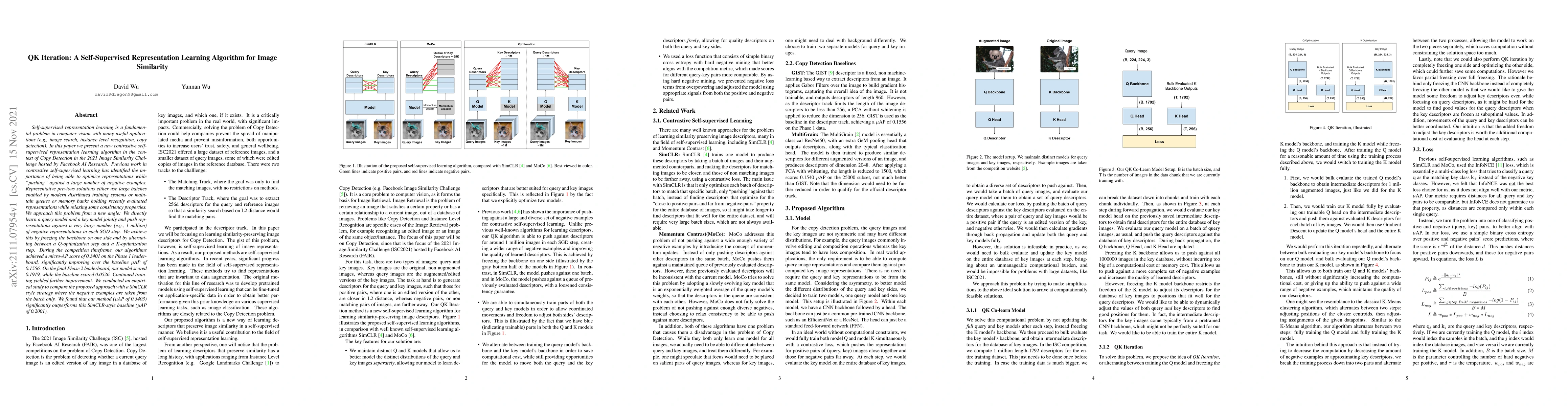 Thumbnail for QK Iteration: A Self-Supervised Representation Learning Algorithm for
  Image Similarity