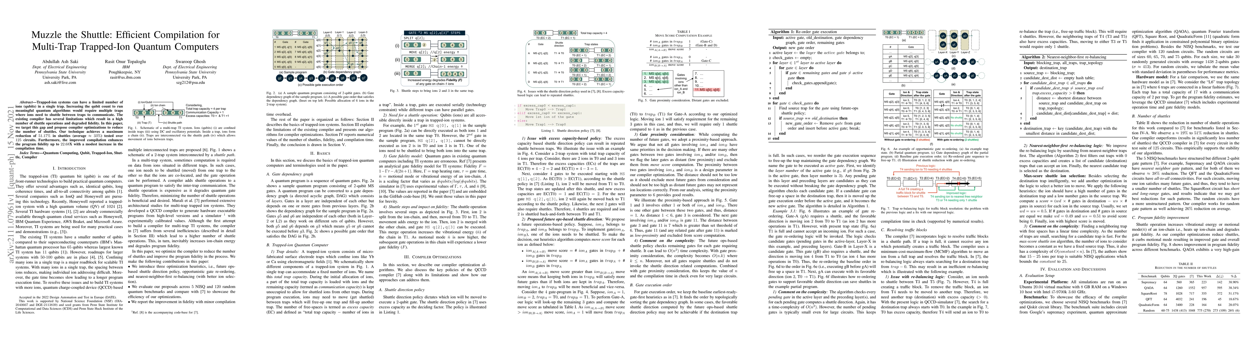 Thumbnail for Muzzle the Shuttle: Efficient Compilation for Multi-Trap Trapped-Ion
  Quantum Computers