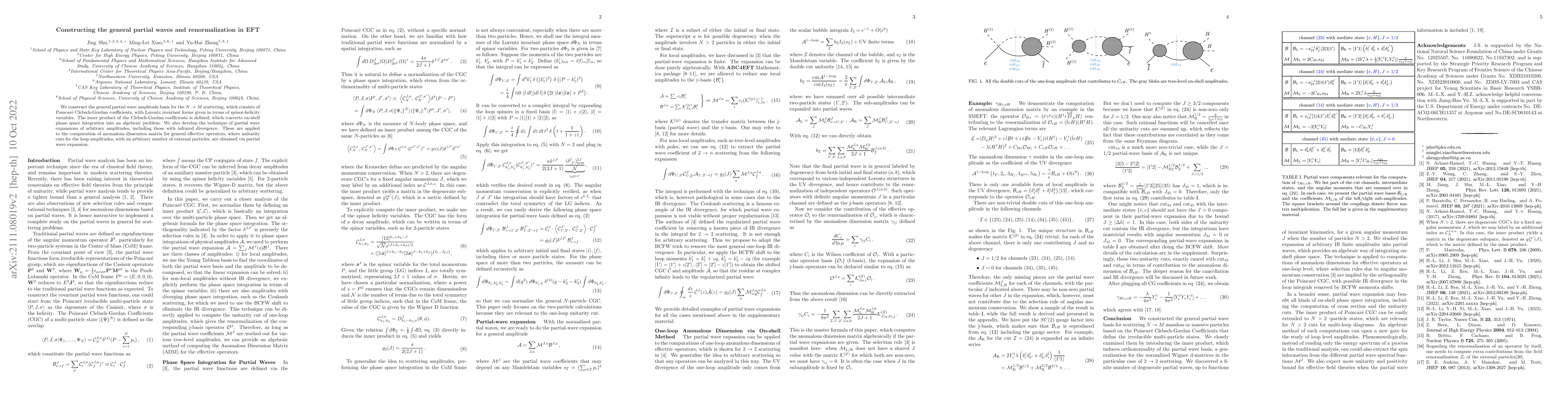 Thumbnail for Constructing the general partial waves and renormalization in EFT