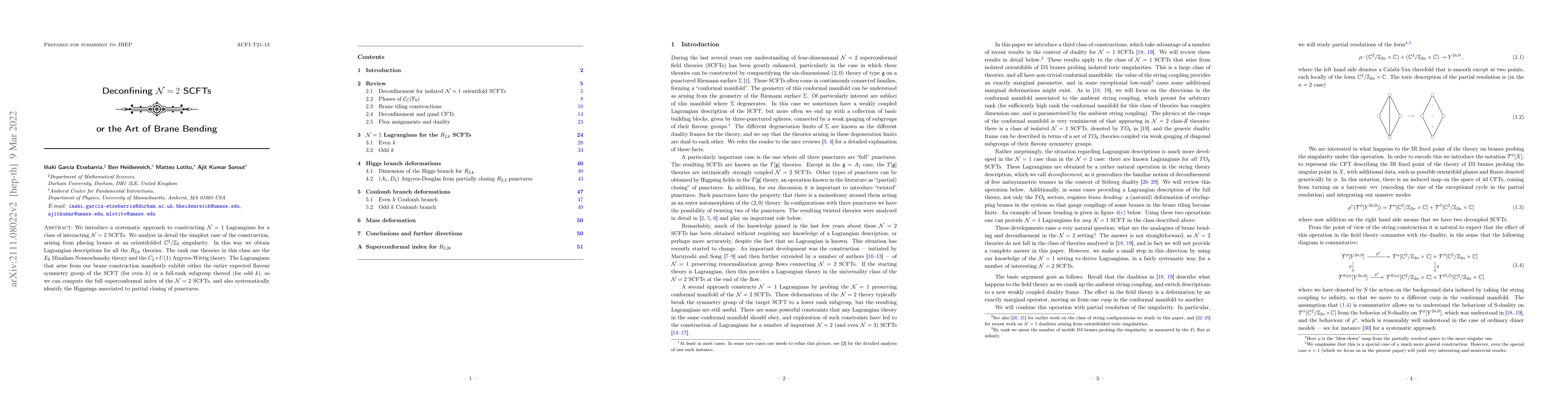 Thumbnail for Deconfining $\mathcal{N}=2$ SCFTs, or the Art of Brane Bending