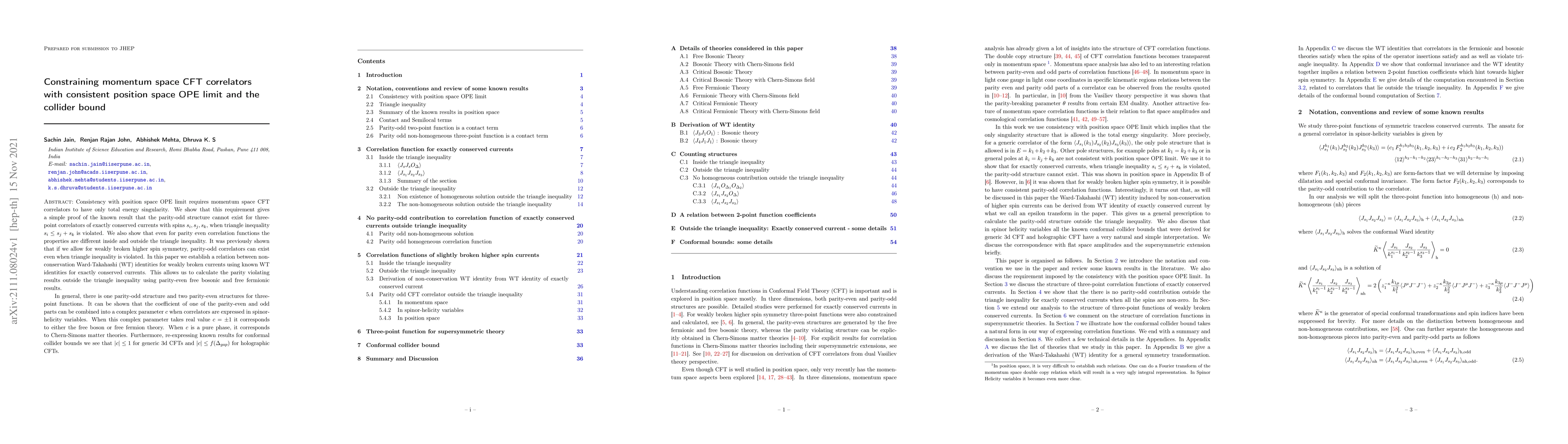 Thumbnail for Constraining momentum space CFT correlators with consistent position
  space OPE limit and the collider bound