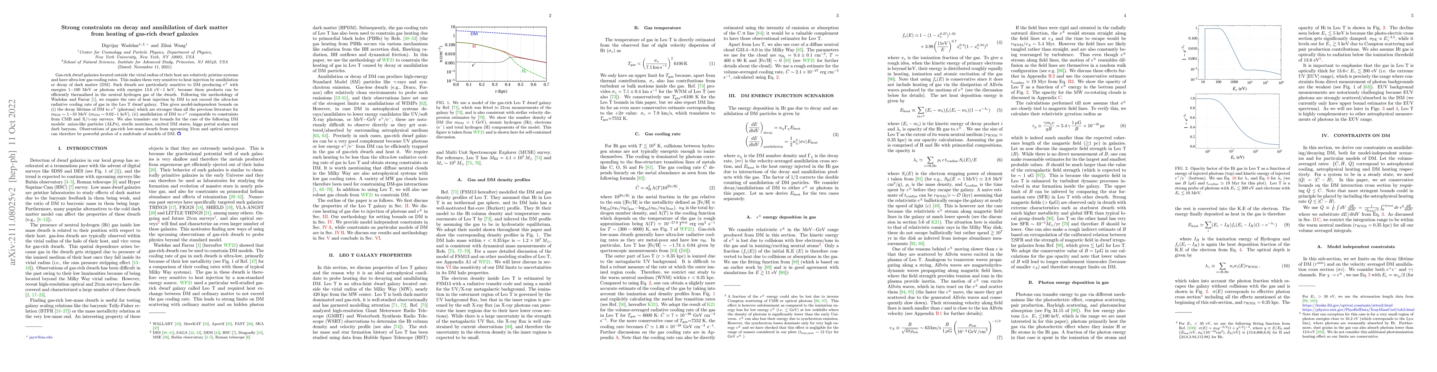 Thumbnail for Strong constraints on decay and annihilation of dark matter from heating
  of gas-rich dwarf galaxies