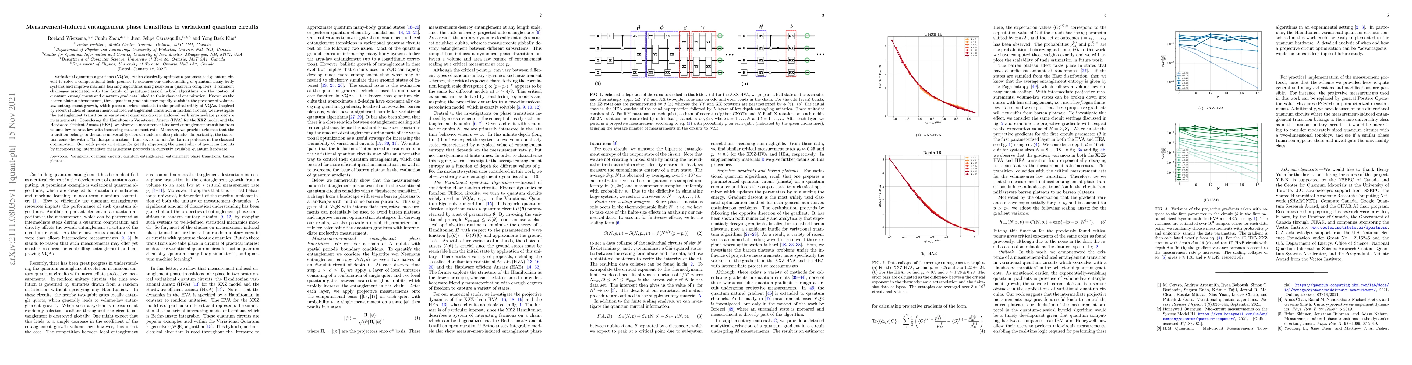 Thumbnail for Measurement-induced entanglement phase transitions in variational
  quantum circuits