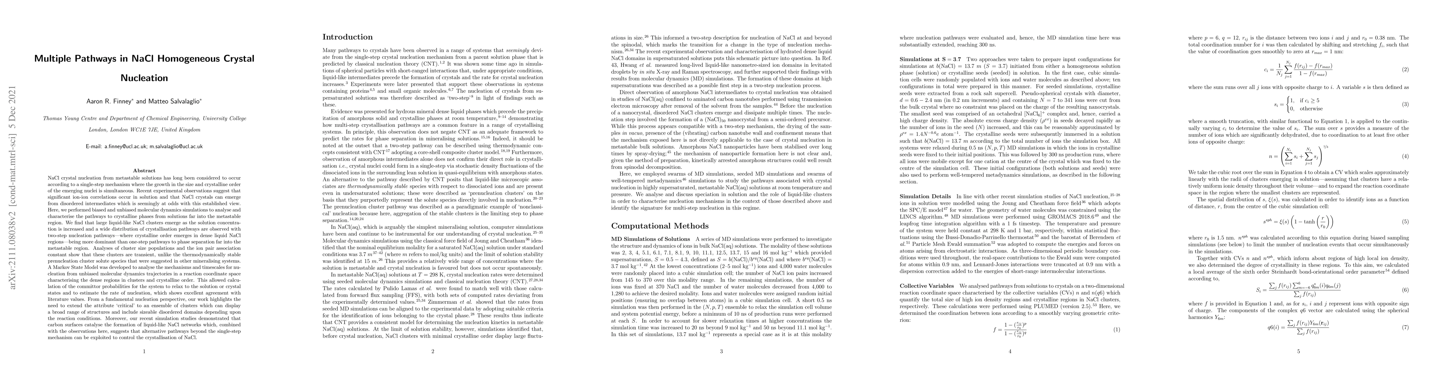 Thumbnail for Multiple Pathways in NaCl Homogeneous Crystal Nucleation