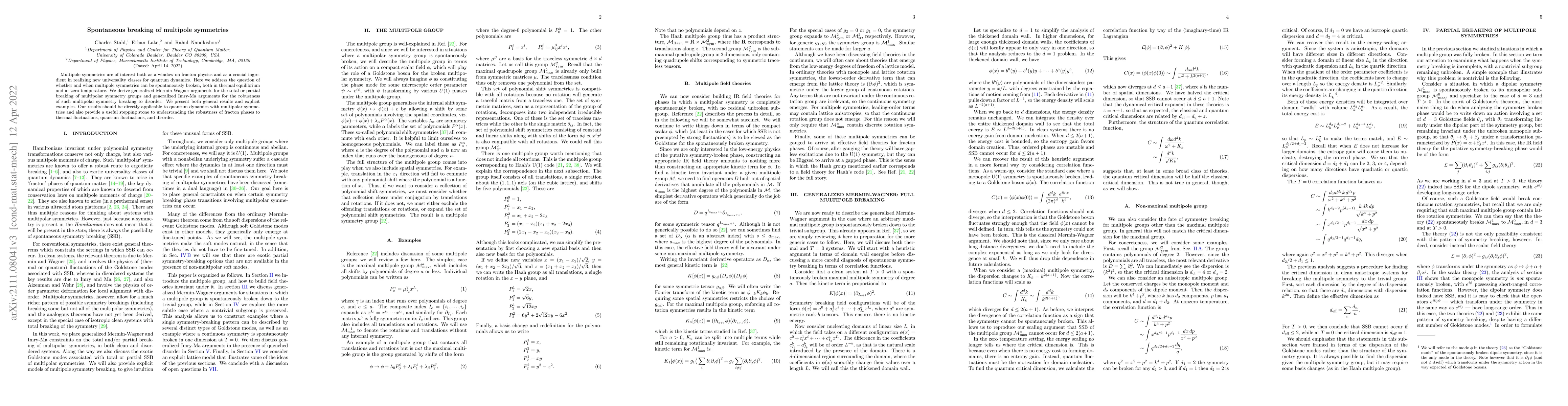 Thumbnail for Spontaneous breaking of multipole symmetries