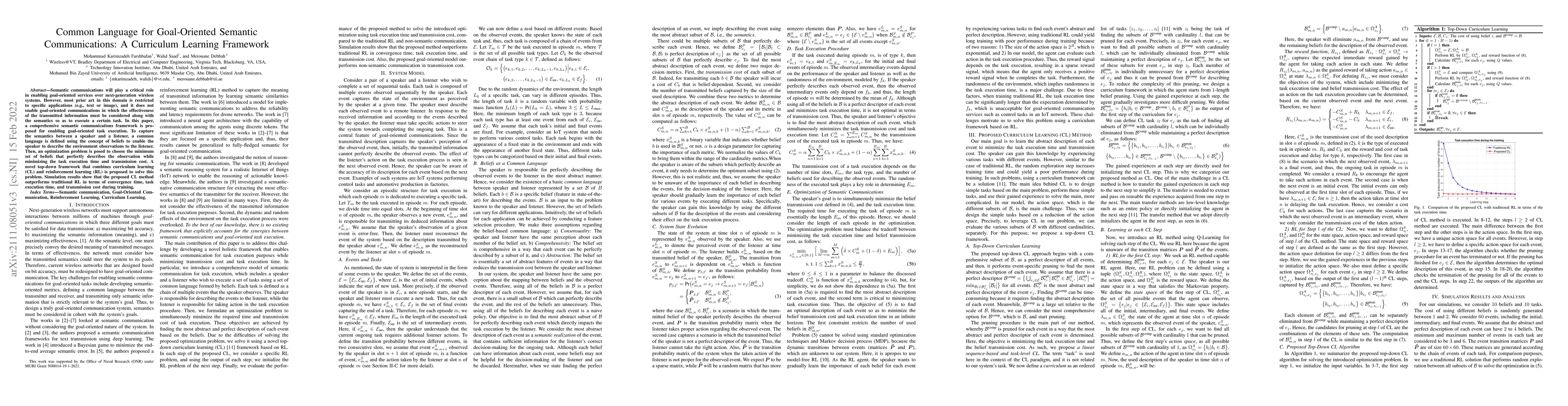 Thumbnail for Common Language for Goal-Oriented Semantic Communications: A Curriculum
  Learning Framework
