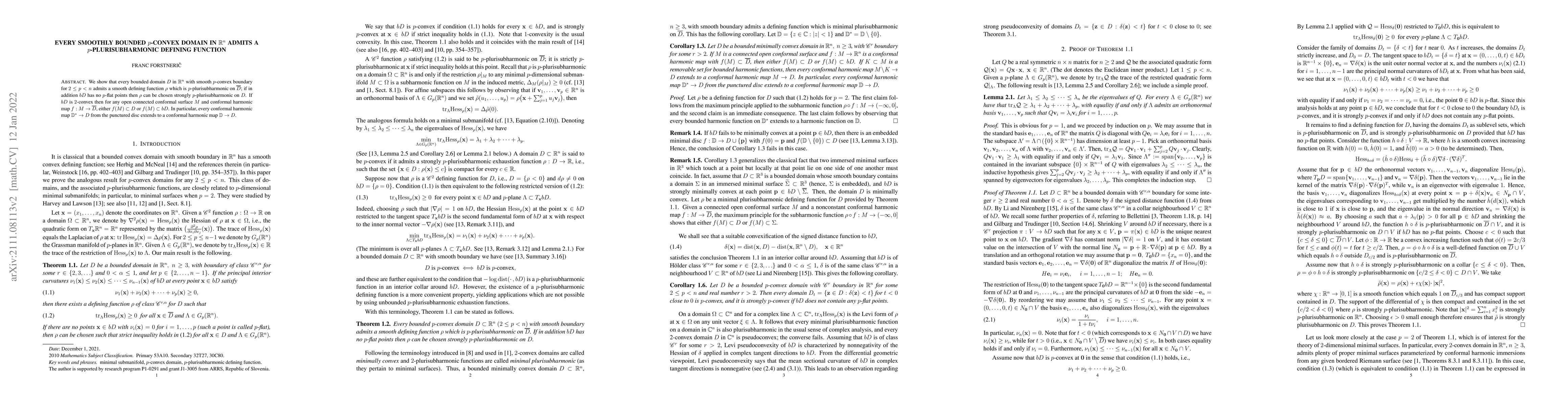 Thumbnail for Every smoothly bounded p-convex domain in R^n admits a
  p-plurisubharmonic defining function