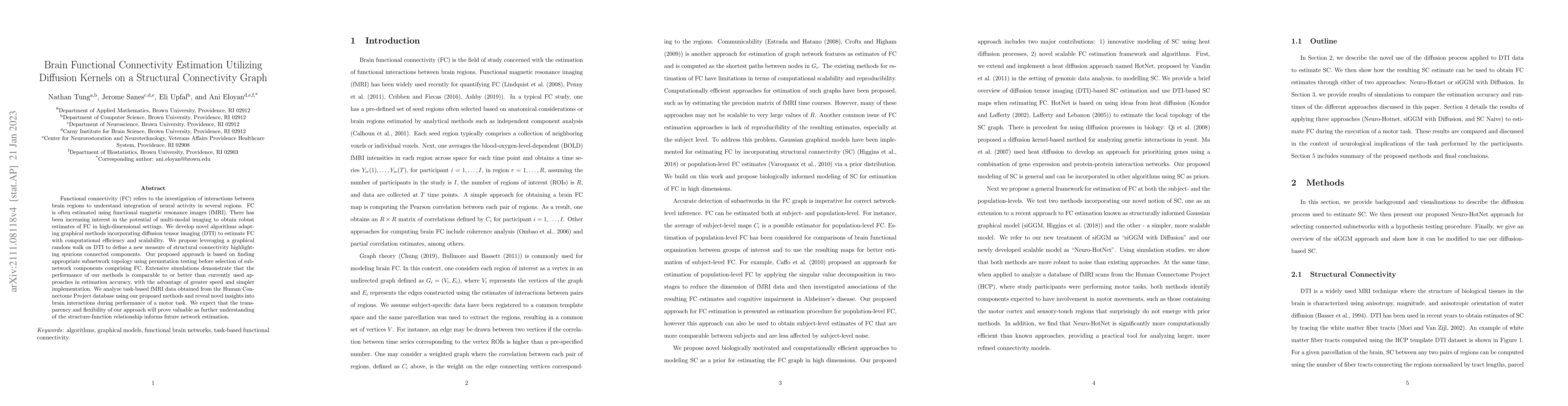 Thumbnail for Brain Functional Connectivity Estimation Utilizing Diffusion Kernels on
  a Structural Connectivity Graph