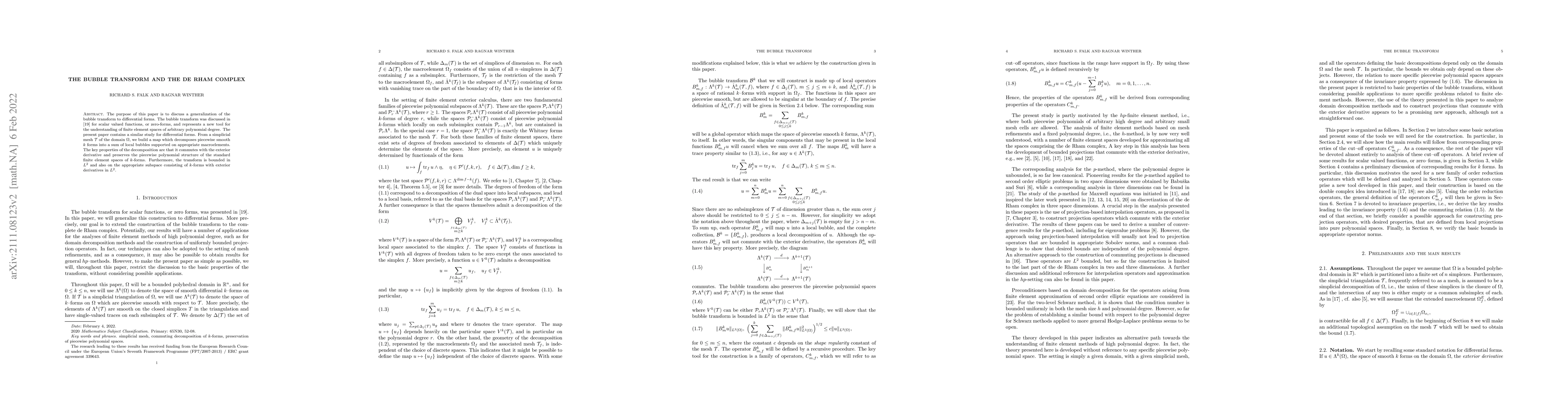 Thumbnail for The Bubble Transform and the de Rham Complex