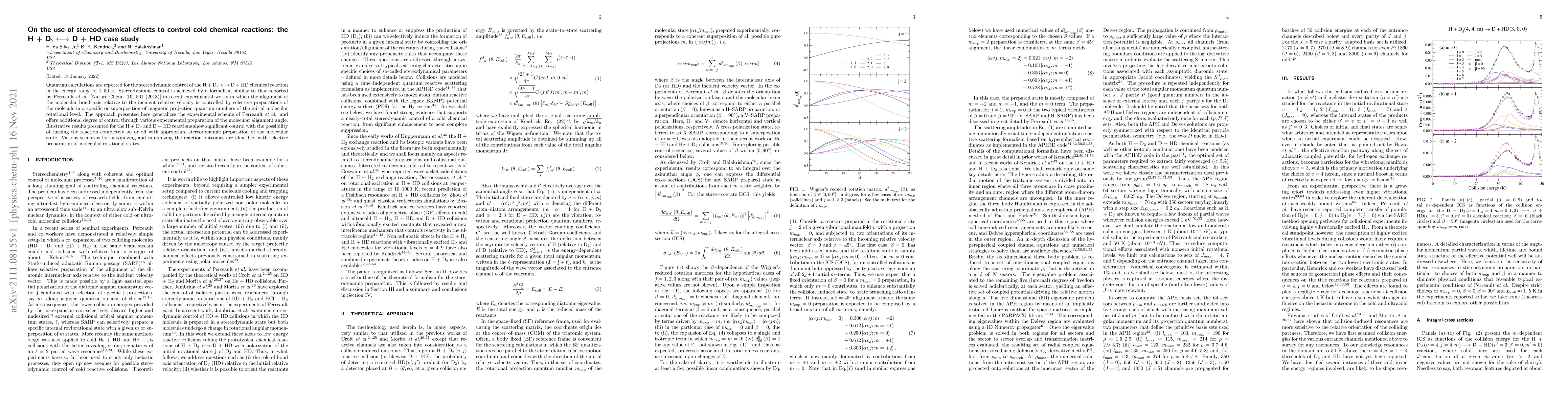 Thumbnail for On the use of stereodynamical effects to control cold chemical
  reactions: the H + D$_{2}\longleftrightarrow$ D + HD case study