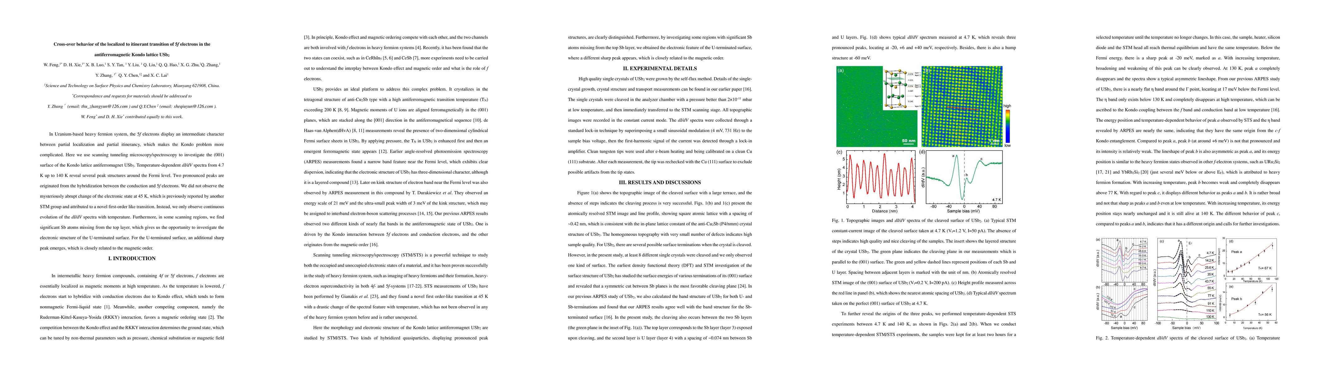 Thumbnail for Cross-over behavior of the localized to itinerant transition of 5f
  electrons in the antiferromagnetic Kondo lattice USb2