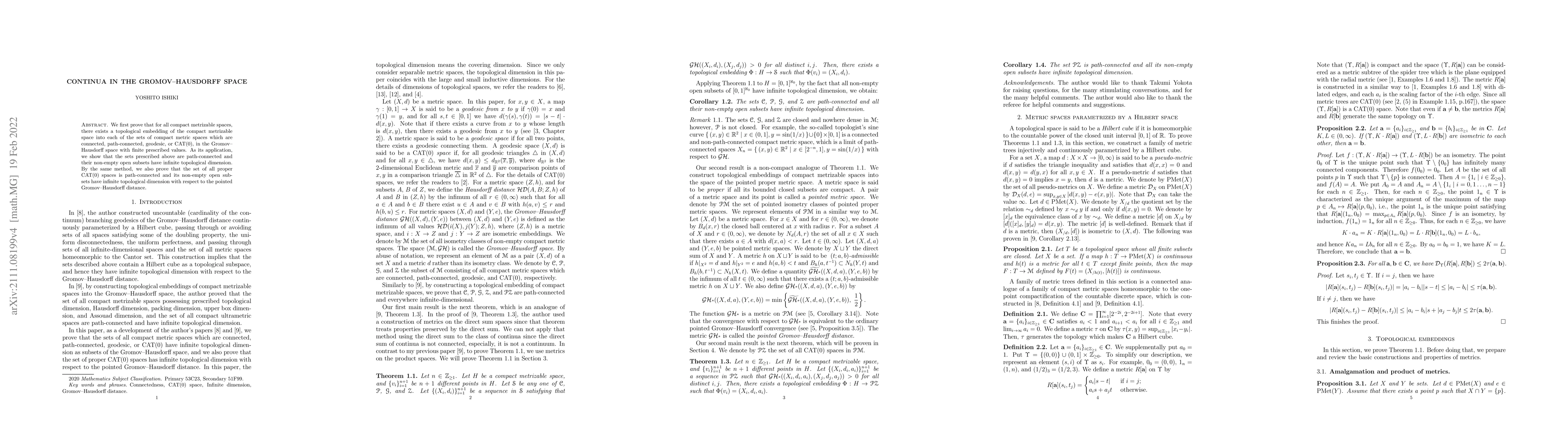 Thumbnail for Continua in the Gromov--Hausdorff space