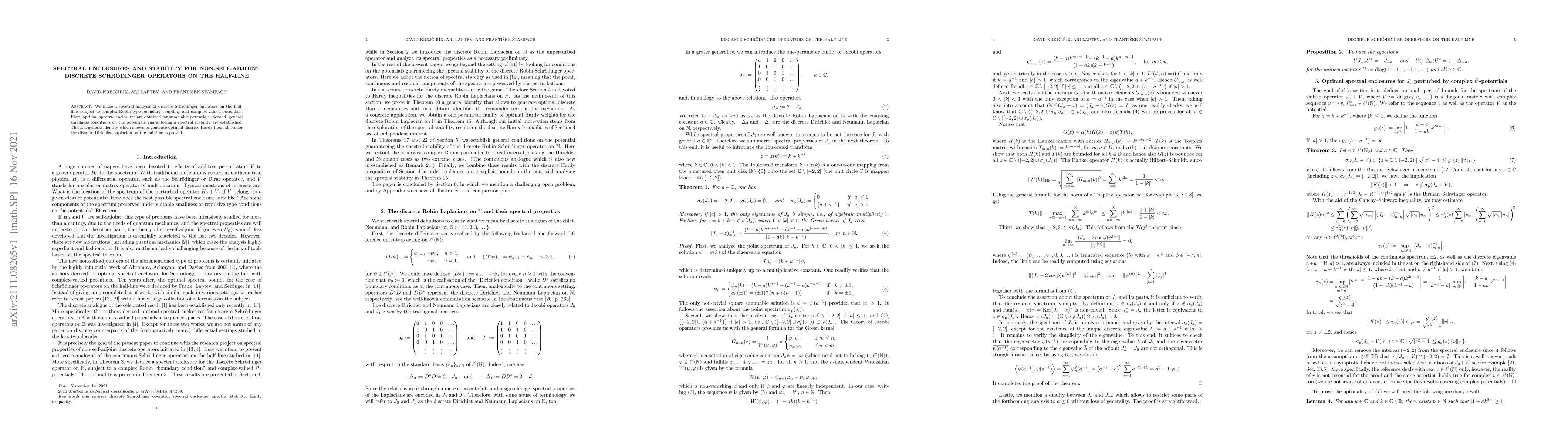 Thumbnail for Spectral enclosures and stability for non-self-adjoint discrete
  Schroedinger operators on the half-line
