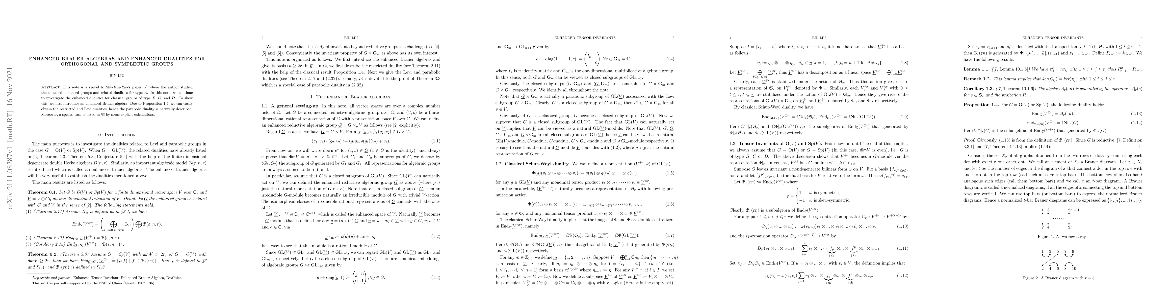 Thumbnail for Enhanced Brauer algebras and enhanced dualities for orthogonal and
  symplectic groups