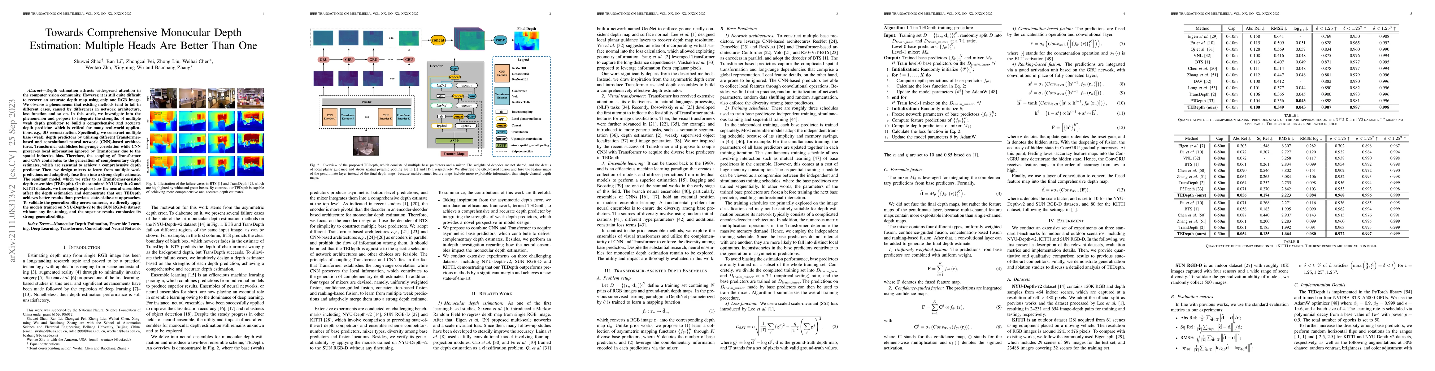 Thumbnail for Towards Comprehensive Monocular Depth Estimation: Multiple Heads Are
  Better Than One