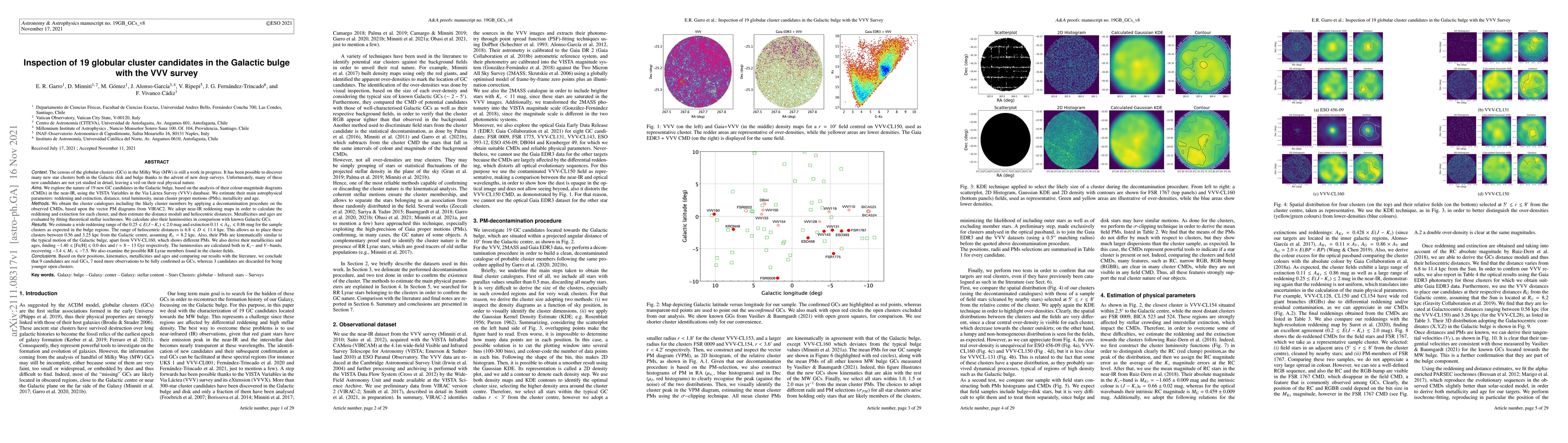 Thumbnail for Inspection of 19 globular cluster candidates in the Galactic bulge with
  the VVV survey