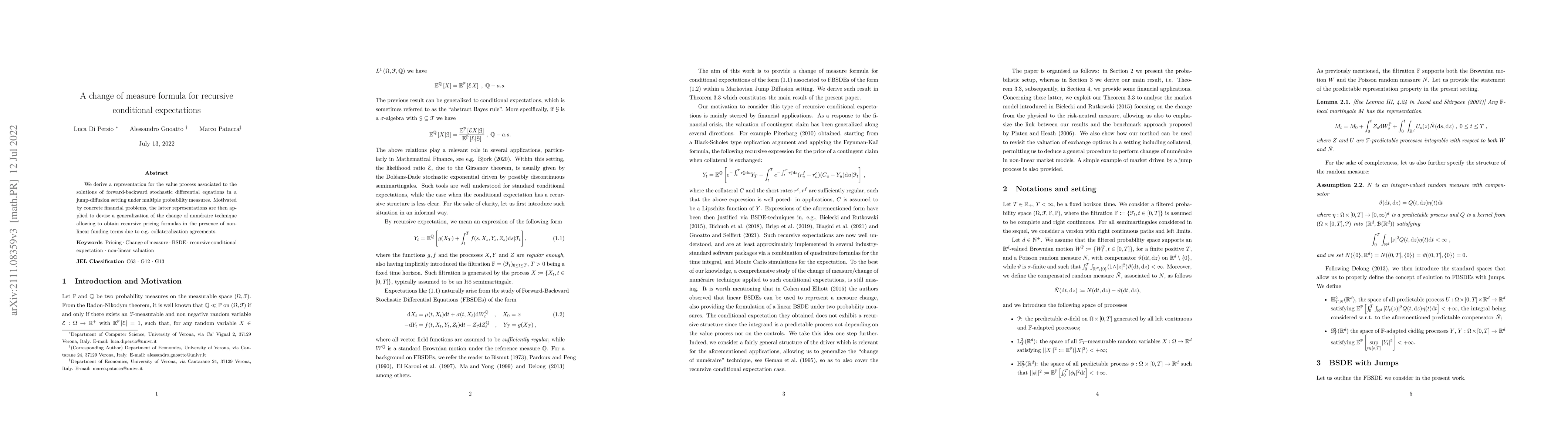 Thumbnail for A change of measure formula for recursive conditional expectations