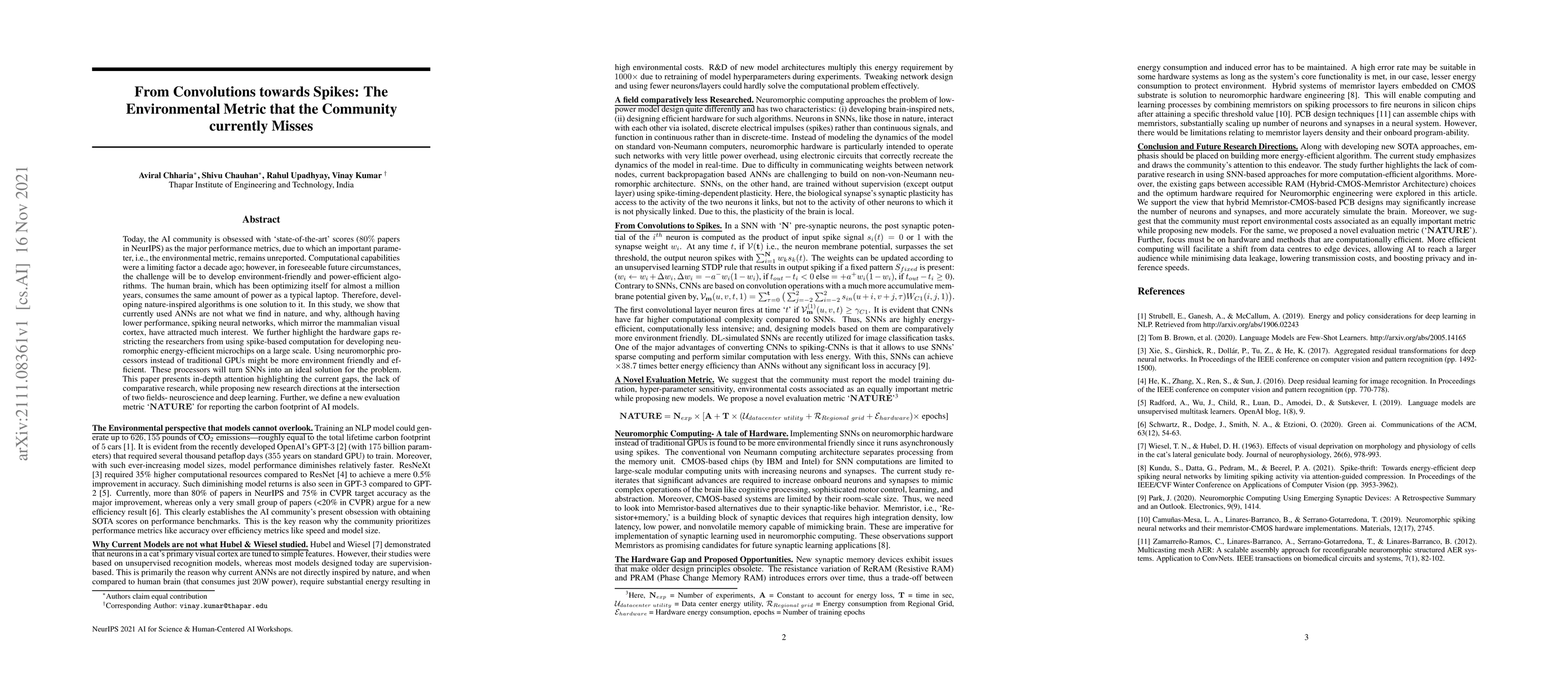 Thumbnail for From Convolutions towards Spikes: The Environmental Metric that the
  Community currently Misses