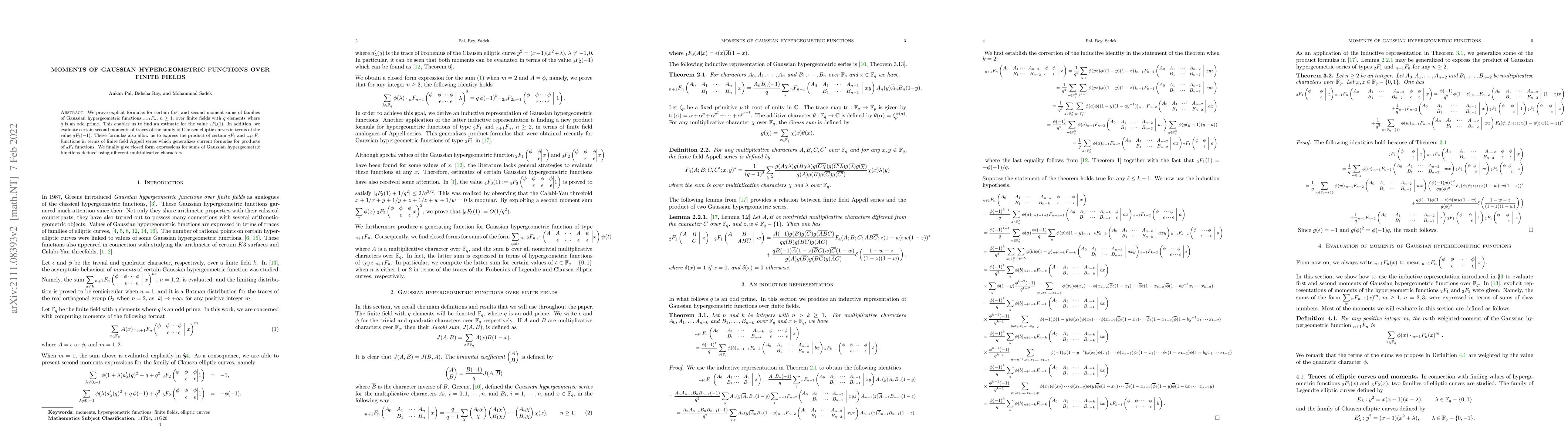 Thumbnail for Moments of Gaussian hypergeometric functions over finite fields