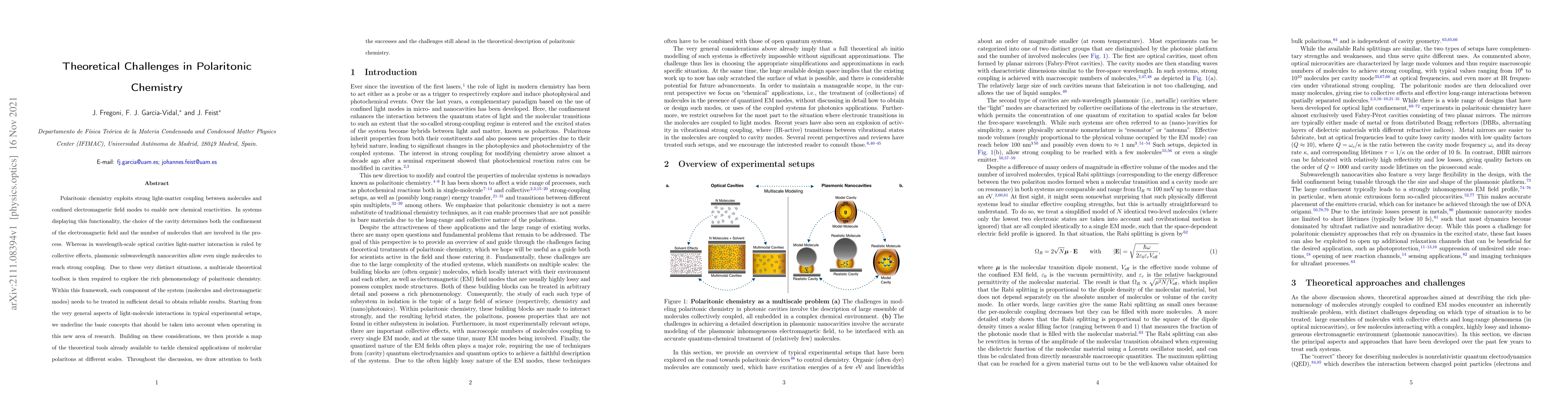 Thumbnail for Theoretical Challenges in Polaritonic Chemistry