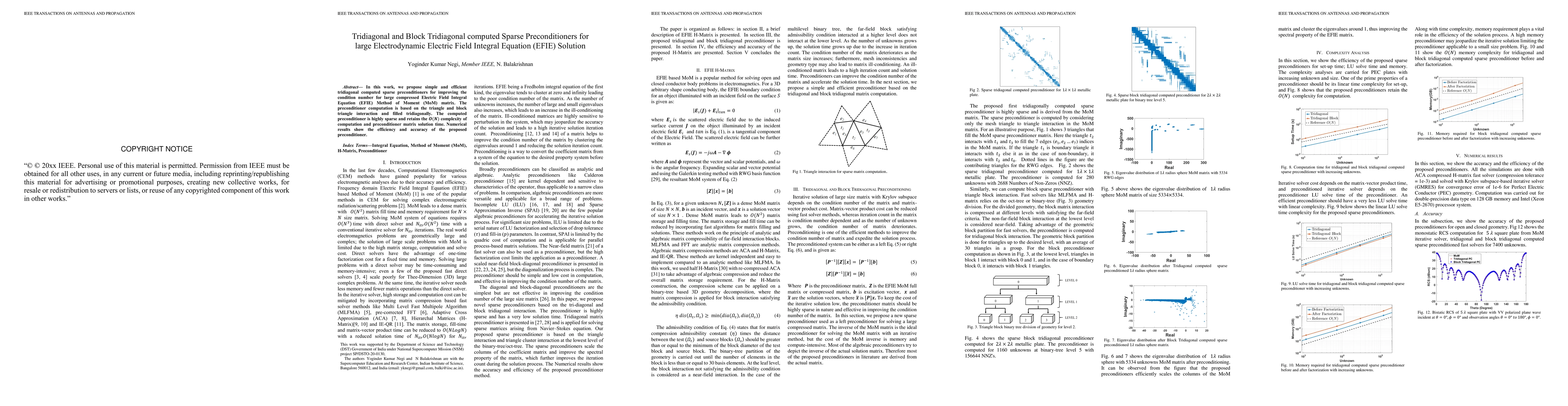 Thumbnail for Tridiagonal and Block Tridiagonal computed Sparse Preconditioners for
  large Electrodynamic Electric Field Integral Equation (EFIE) Solution
