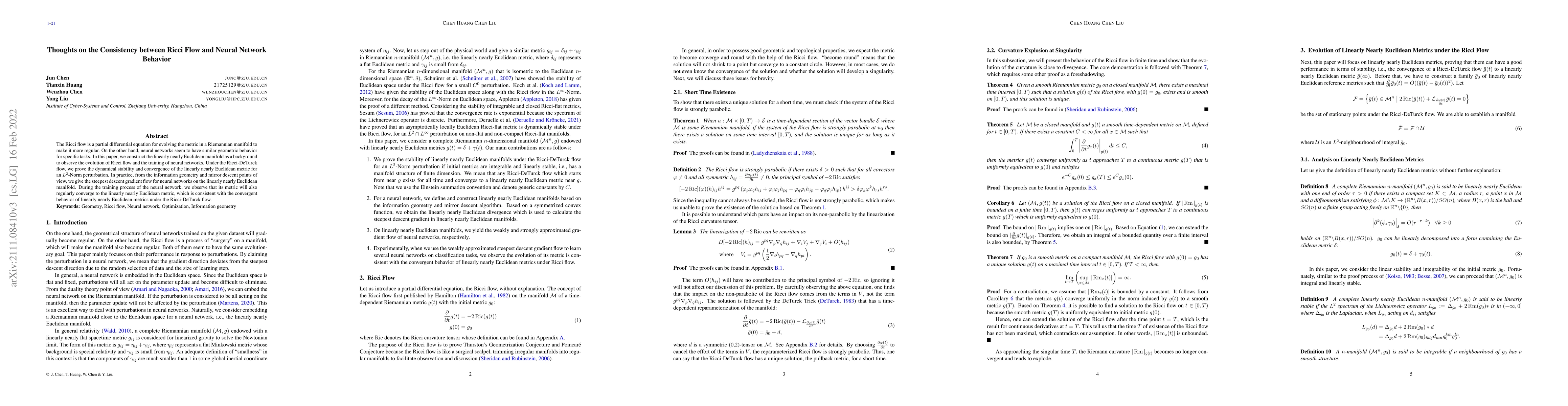 Thumbnail for Thoughts on the Consistency between Ricci Flow and Neural Network
  Behavior
