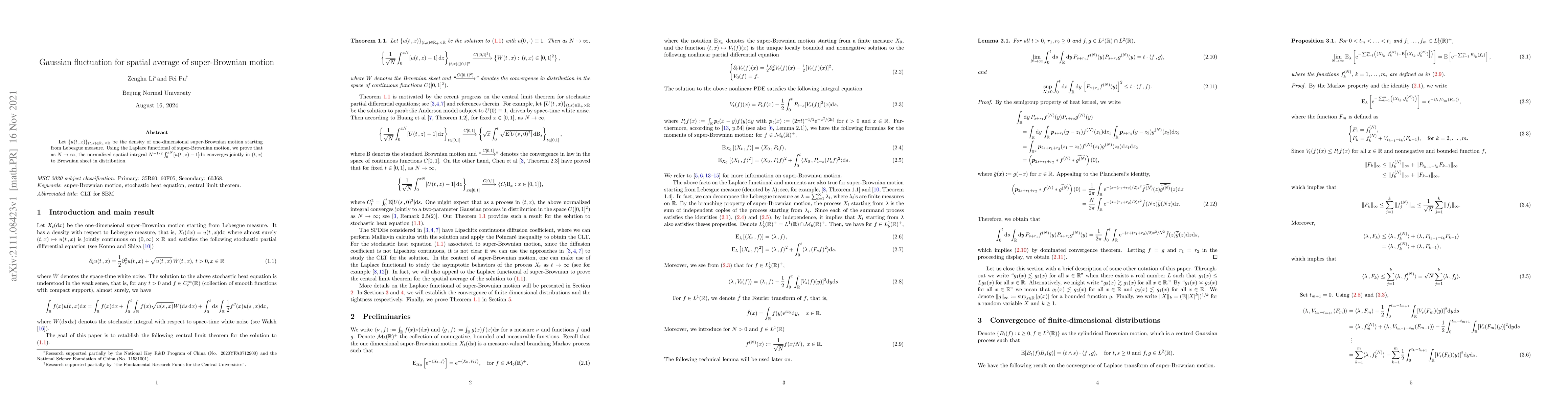 Thumbnail for Gaussian fluctuation for spatial average of super-Brownian motion