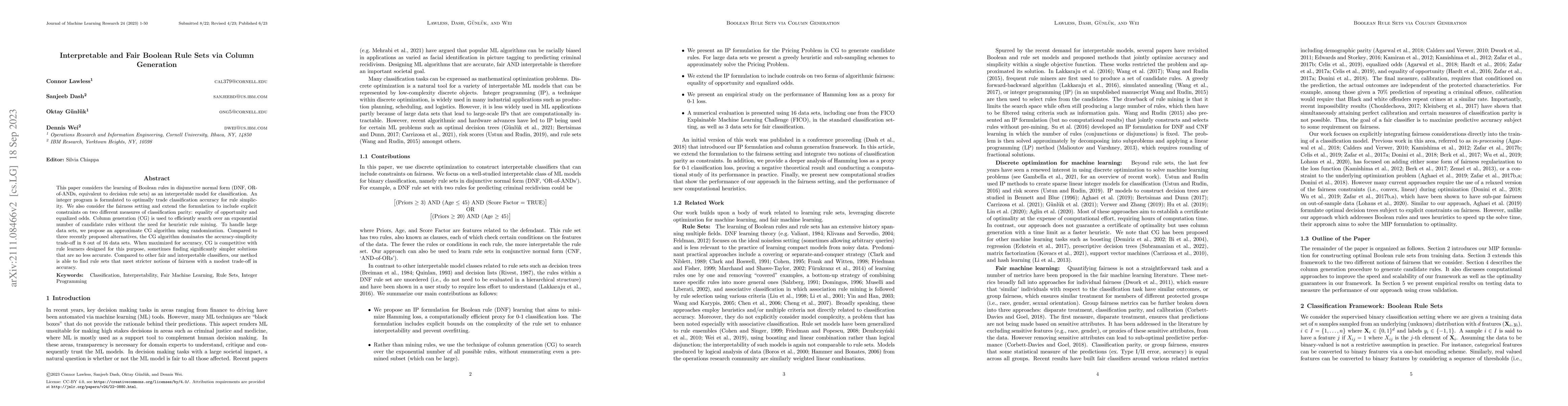 Thumbnail for Interpretable and Fair Boolean Rule Sets via Column Generation
