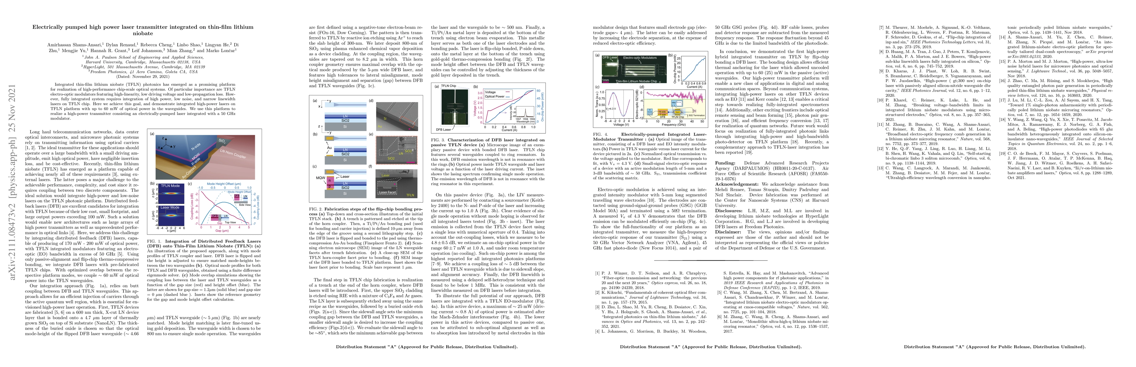 Thumbnail for Electrically-pumped high-power laser transmitter integrated on thin-film
  lithium niobate
