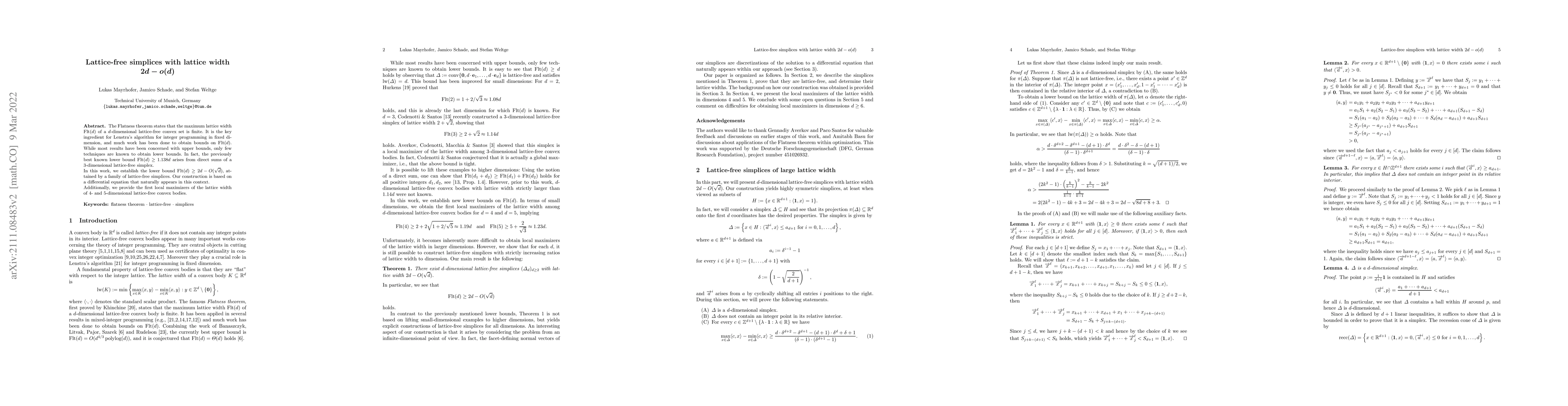 Thumbnail for Lattice-free simplices with lattice width $2d - o(d)$