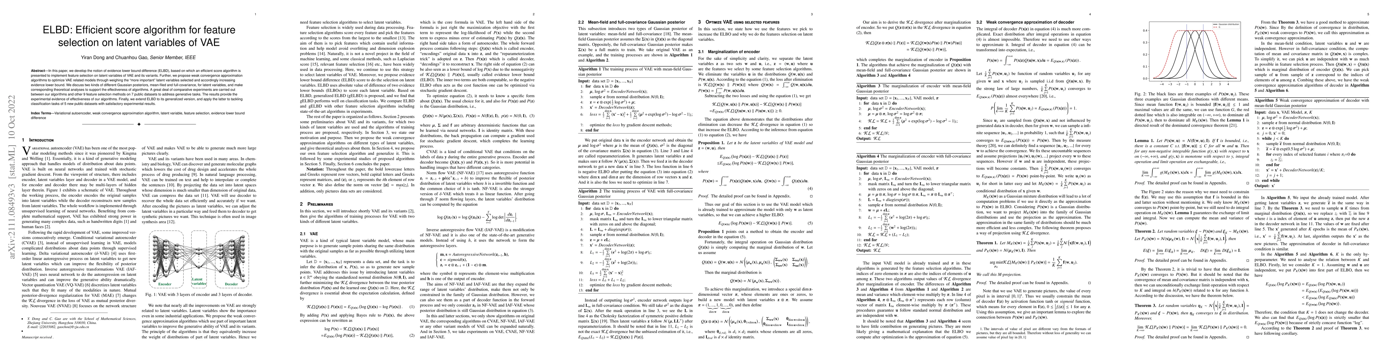 Thumbnail for ELBD: Efficient score algorithm for feature selection on latent
  variables of VAE