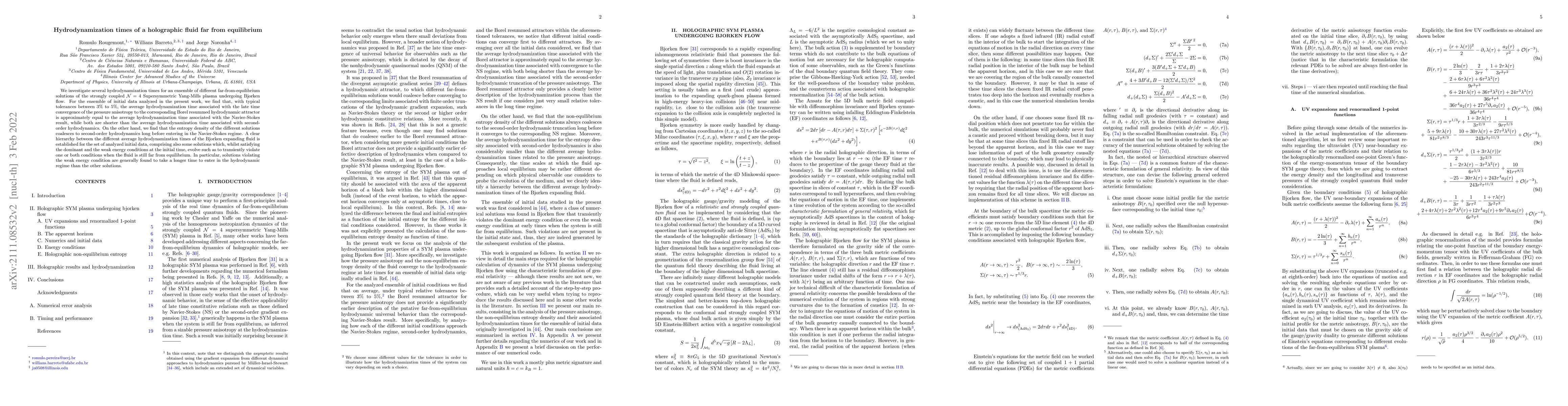Thumbnail for Hydrodynamization times of a holographic fluid far from equilibrium
