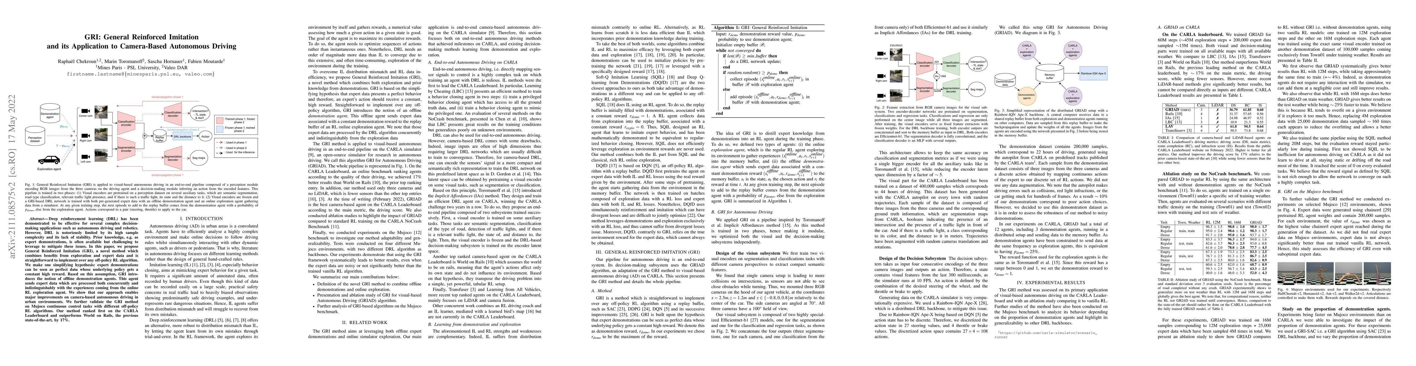 Thumbnail for GRI: General Reinforced Imitation and its Application to Vision-Based
  Autonomous Driving