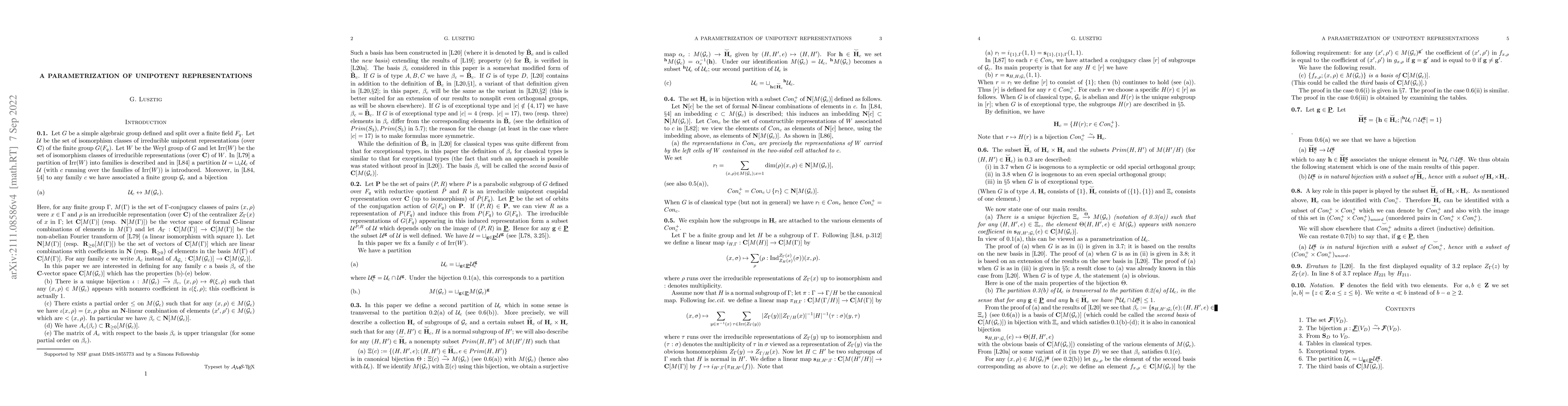 Thumbnail for A parametrization of unipotent representations