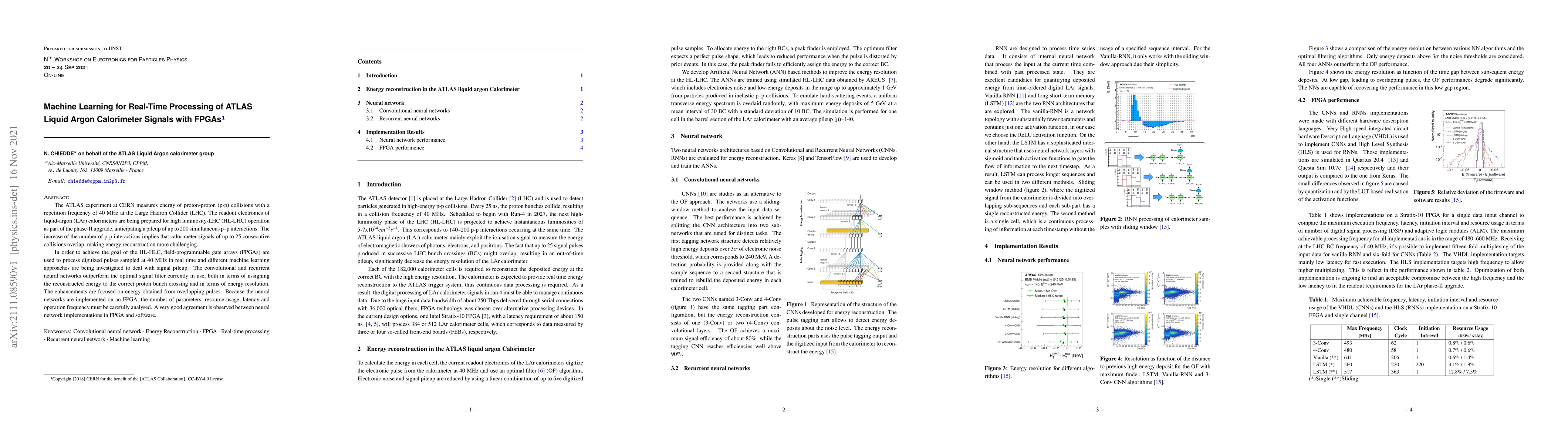 Thumbnail for Machine Learning for Real-Time Processing of ATLAS Liquid Argon
  Calorimeter Signals with FPGAs