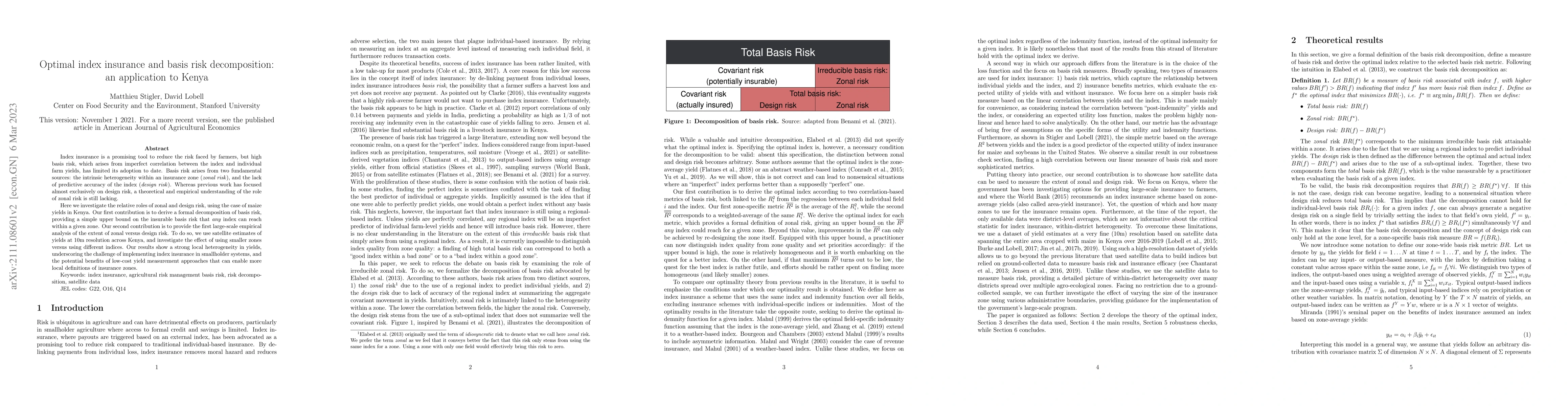 Thumbnail for Optimal index insurance and basis risk decomposition: an application to
  Kenya