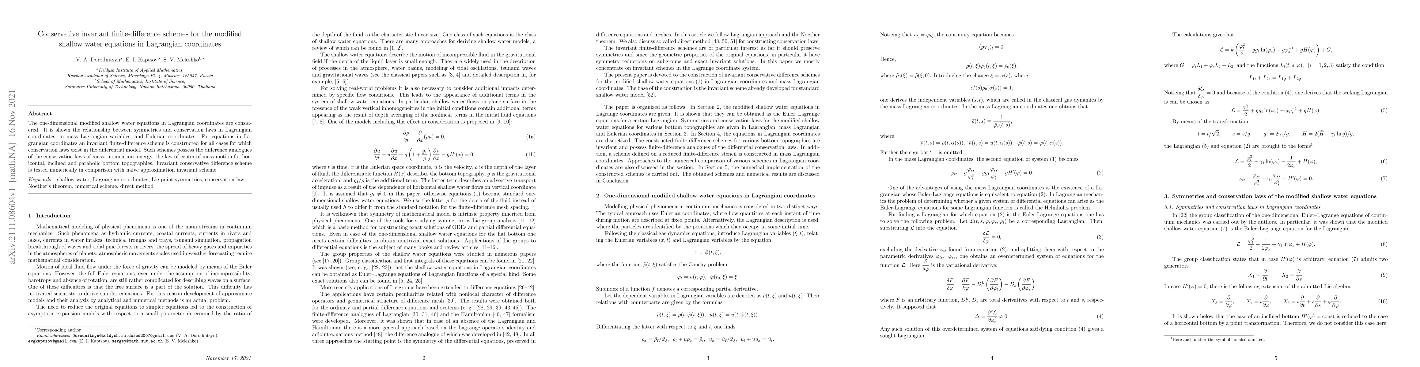 Thumbnail for Conservative invariant finite-difference schemes for the modified
  shallow water equations in Lagrangian coordinates