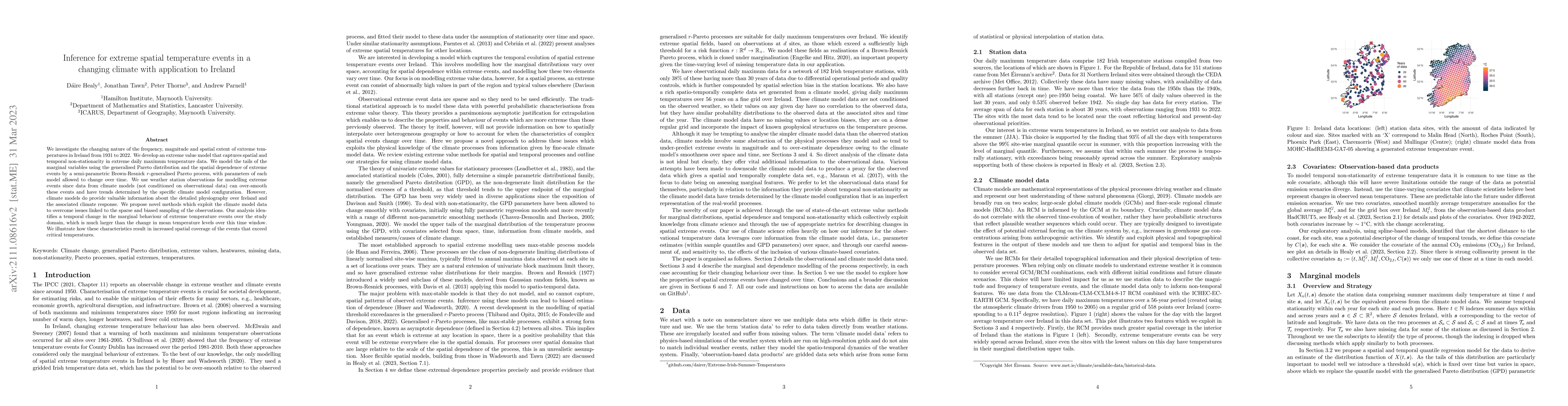 Thumbnail for Inference for extreme spatial temperature events in a changing climate
  with application to Ireland