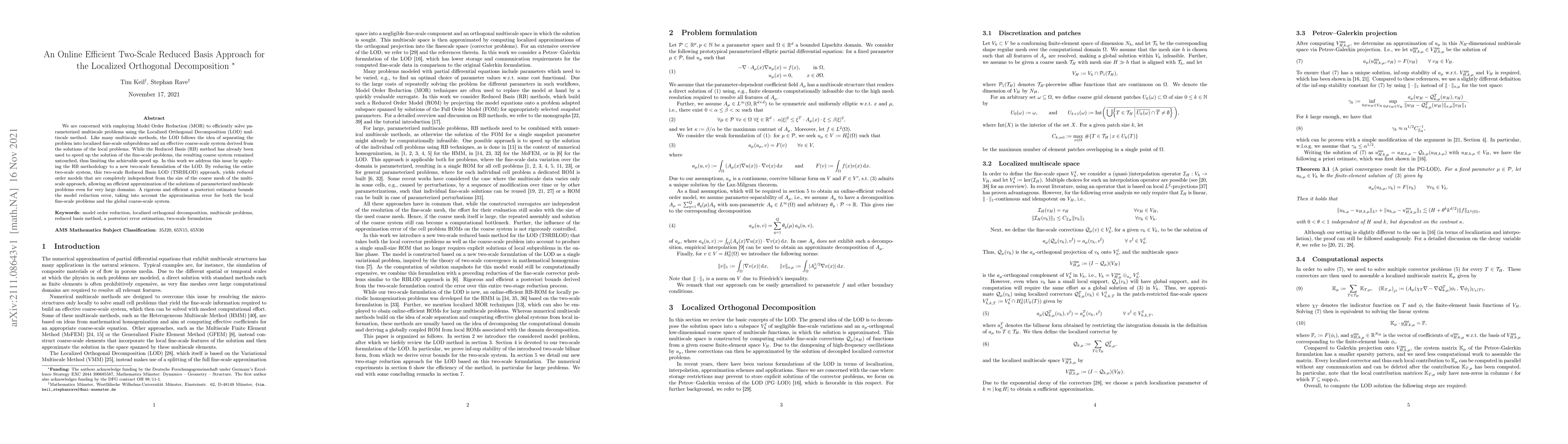 Thumbnail for An Online Efficient Two-Scale Reduced Basis Approach for the Localized
  Orthogonal Decomposition