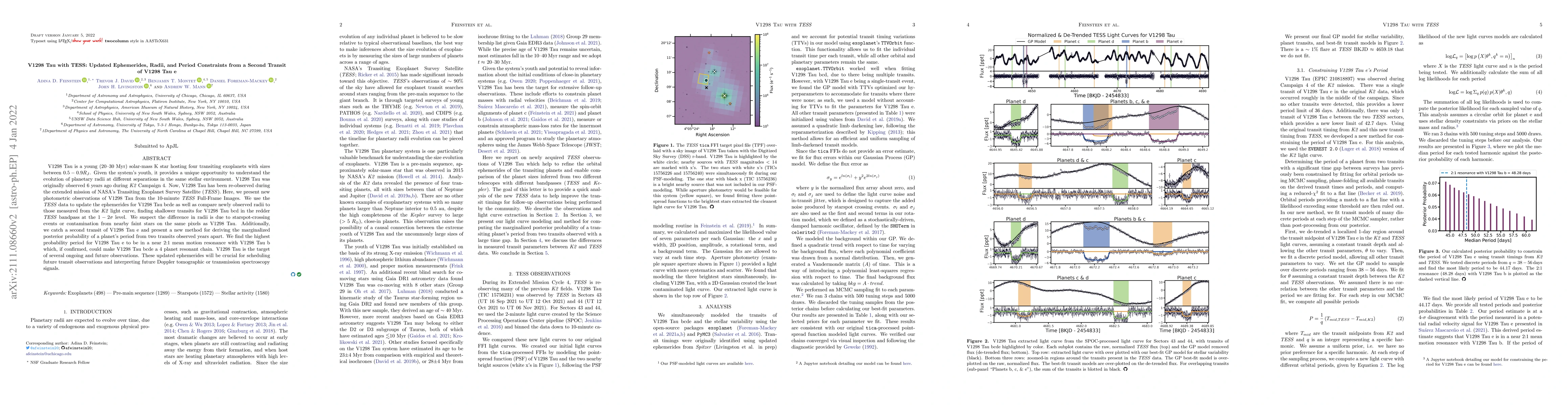 Thumbnail for V1298 Tau with TESS: Updated Ephemerides, Radii, and Period Constraints
  from a Second Transit of V1298 Tau e