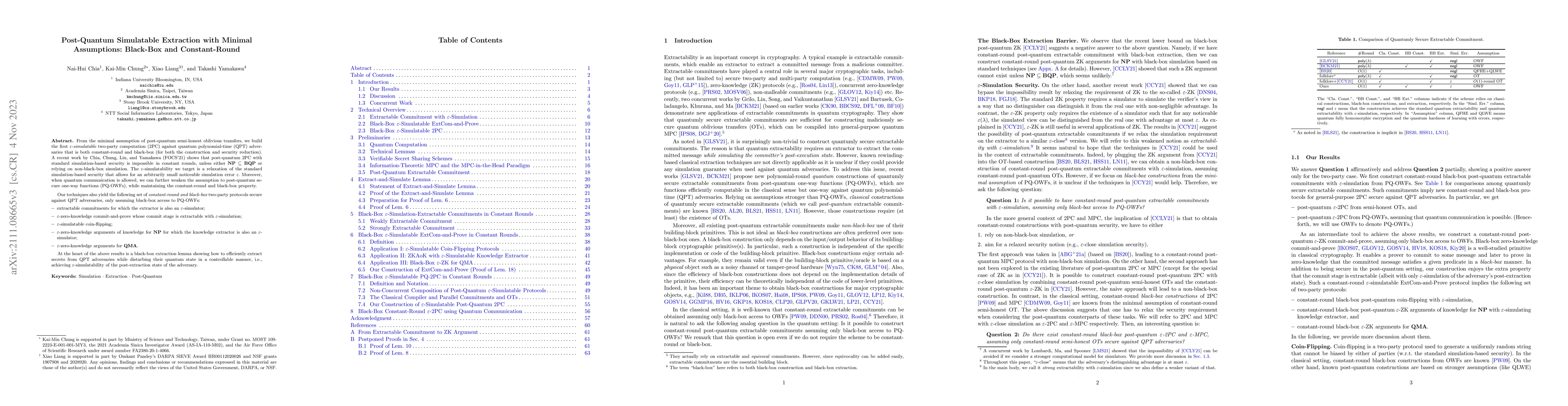 Thumbnail for Post-Quantum Simulatable Extraction with Minimal Assumptions: Black-Box
  and Constant-Round