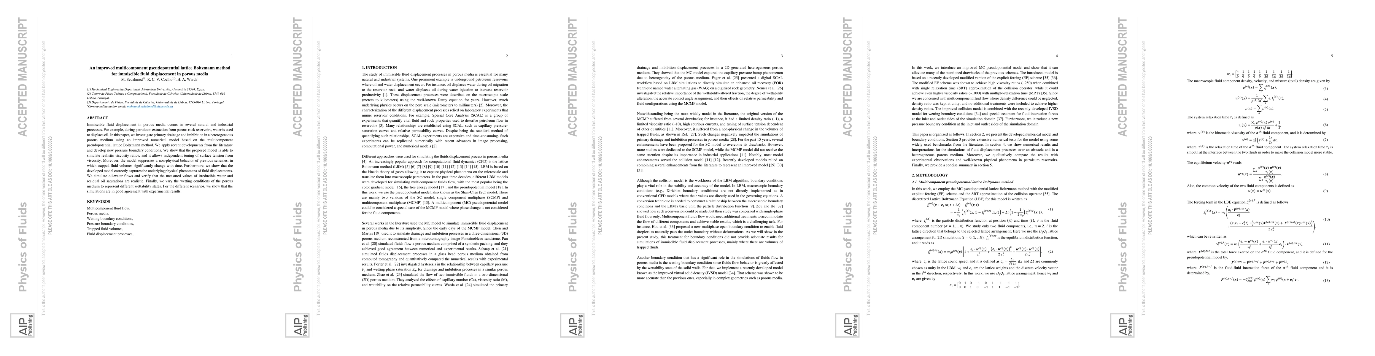 Thumbnail for An improved multicomponent pseudopotential lattice Boltzmann method for
  immiscible fluid displacement in porous media