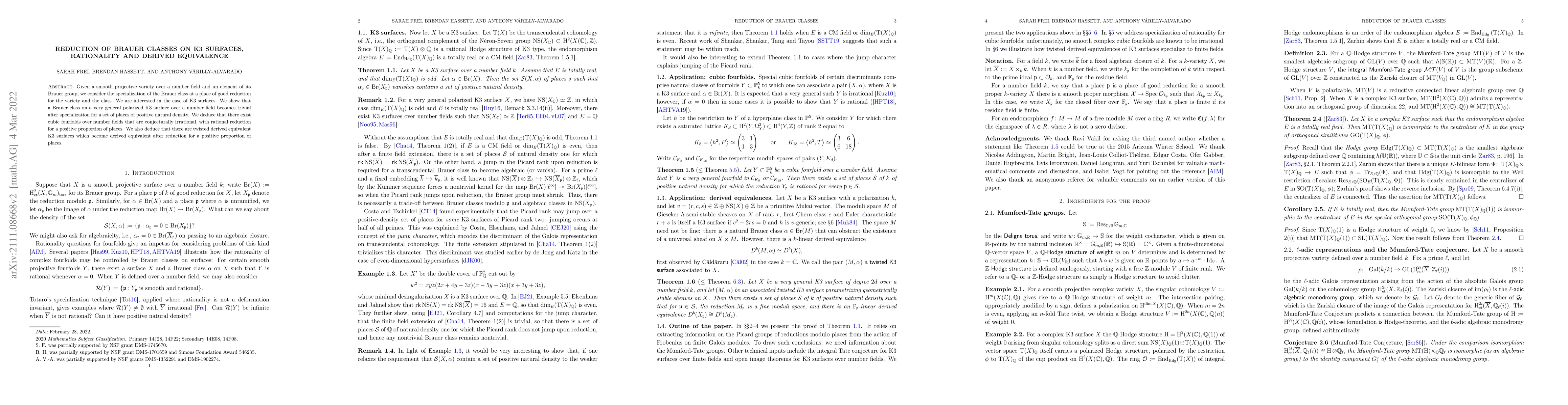 Thumbnail for Reduction of Brauer classes on K3 surfaces, rationality and derived
  equivalence