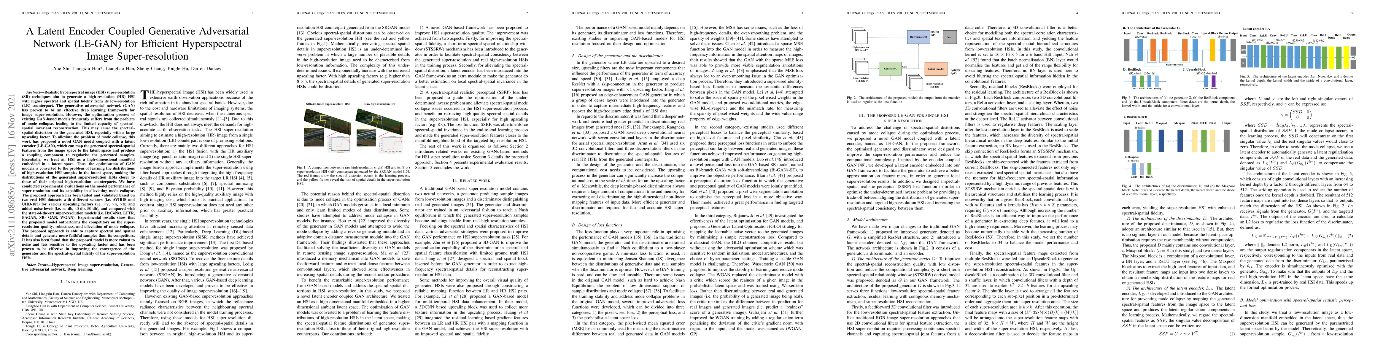 Thumbnail for A Latent Encoder Coupled Generative Adversarial Network (LE-GAN) for
  Efficient Hyperspectral Image Super-resolution