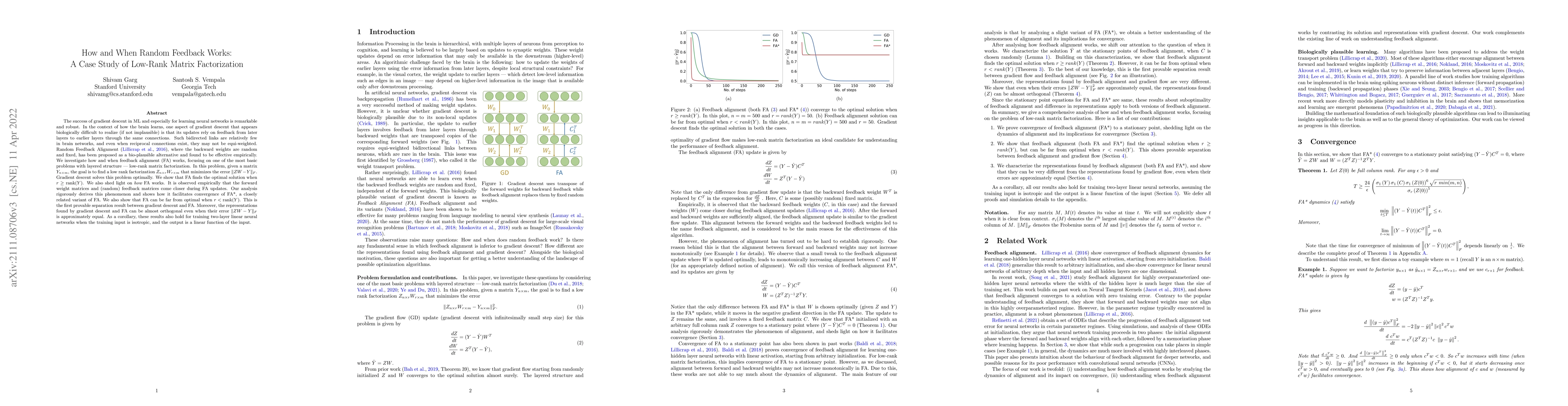Thumbnail for How and When Random Feedback Works: A Case Study of Low-Rank Matrix
  Factorization