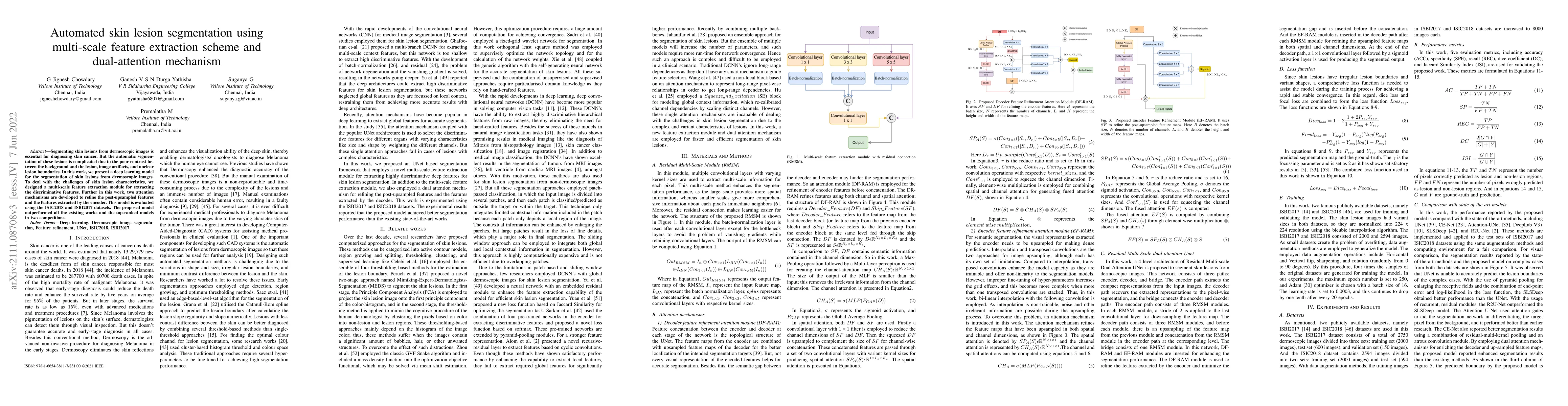 Thumbnail for Automated skin lesion segmentation using multi-scale feature extraction
  scheme and dual-attention mechanism